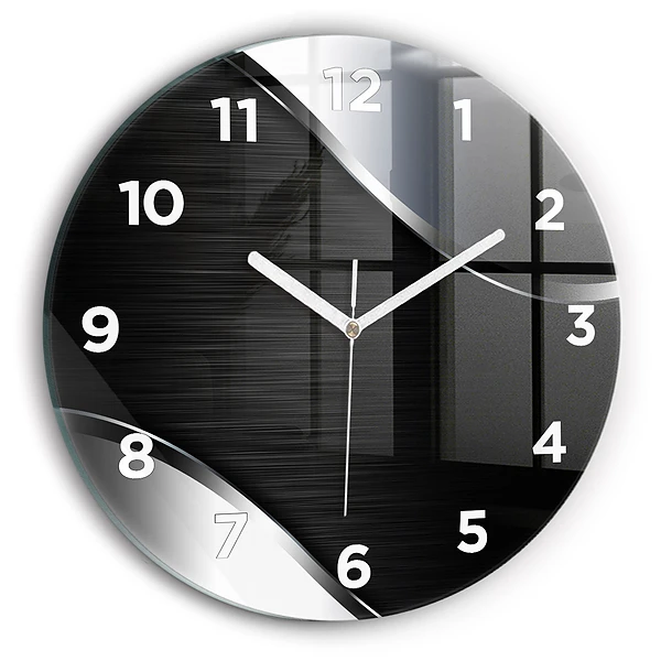 Horloge ronde Lignes noires et argentées