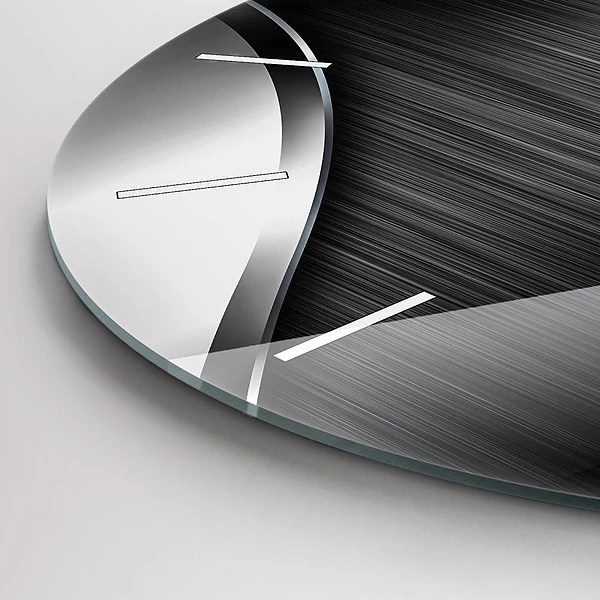 Horloge ronde Lignes noires et argentées