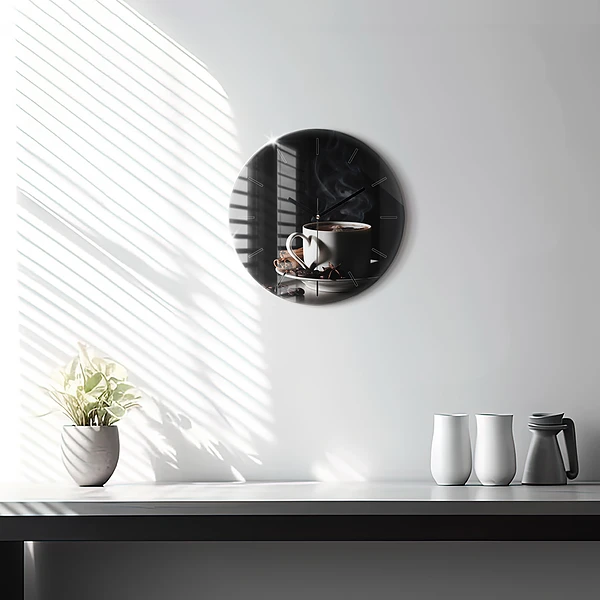 Horloge ronde Une tasse de café