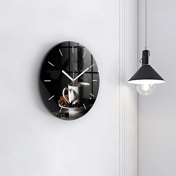Horloge ronde Une tasse de café
