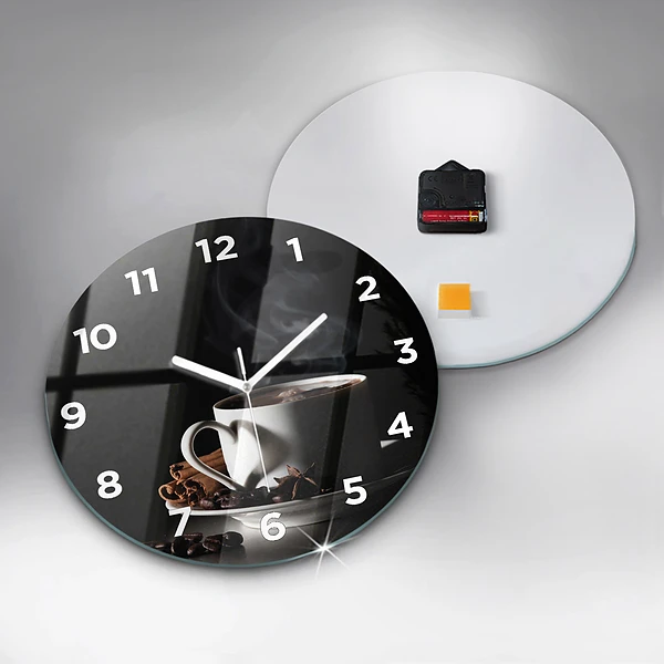 Horloge ronde Une tasse de café