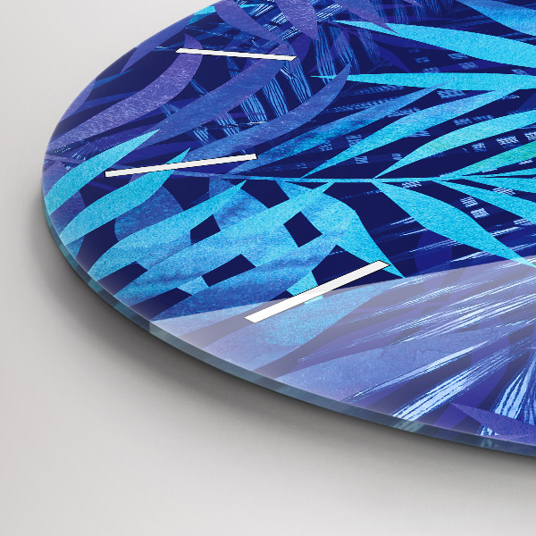 Pendule murale ronde Feuilles bleues