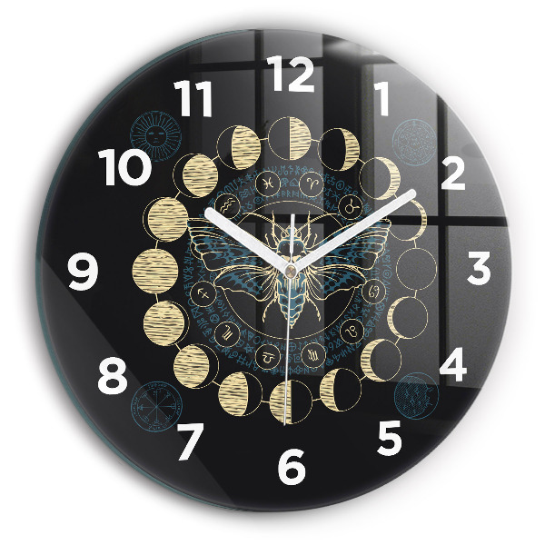 Horloge ronde Phases de la lune et insectes