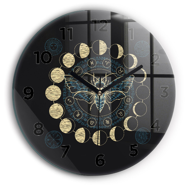 Horloge ronde Phases de la lune et insectes