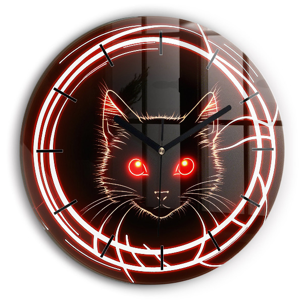 Horloge ronde Chat aux yeux rouges