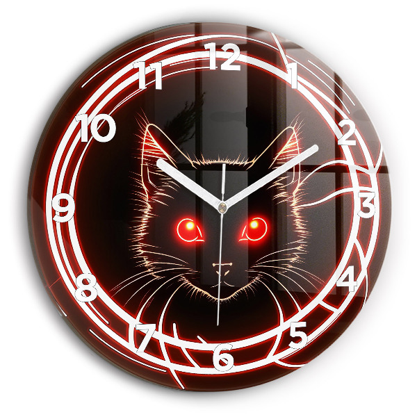Horloge ronde Chat aux yeux rouges