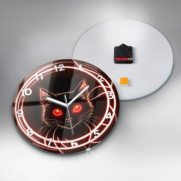 Horloge ronde Chat aux yeux rouges