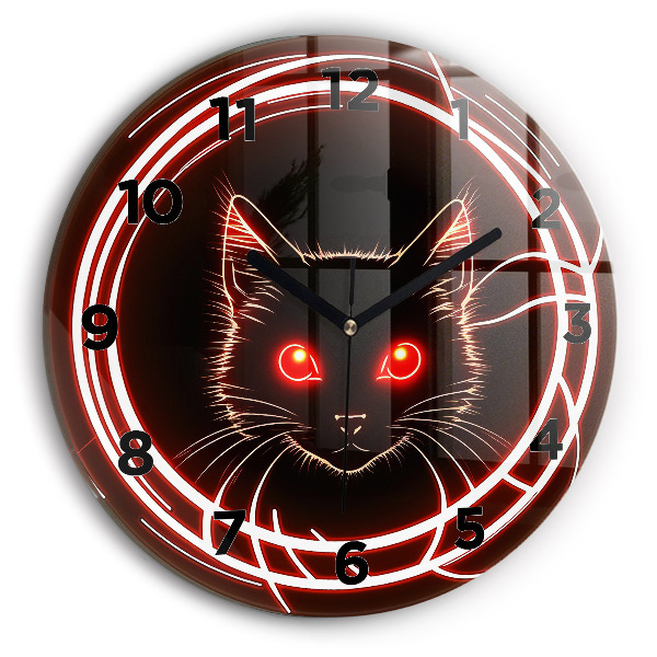 Horloge ronde Chat aux yeux rouges