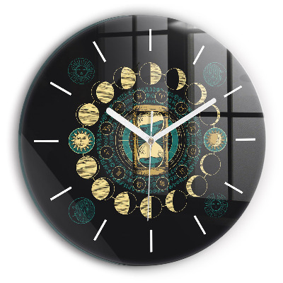 Horloge ronde Phases de la lune et sablier