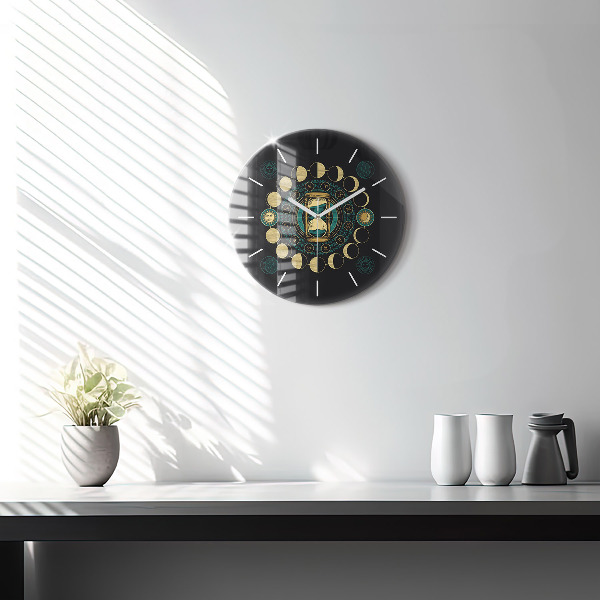 Horloge ronde Phases de la lune et sablier