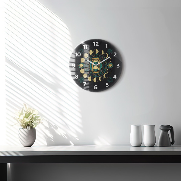 Horloge ronde Phases de la lune et sablier