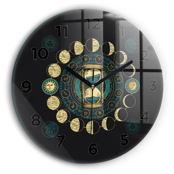 Horloge ronde Phases de la lune et sablier
