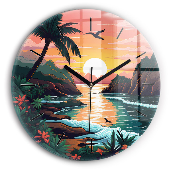 Horloge ronde Coucher de soleil de conte de fées