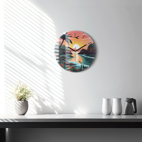 Horloge ronde Coucher de soleil de conte de fées