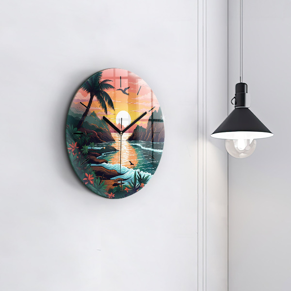 Horloge ronde Coucher de soleil de conte de fées