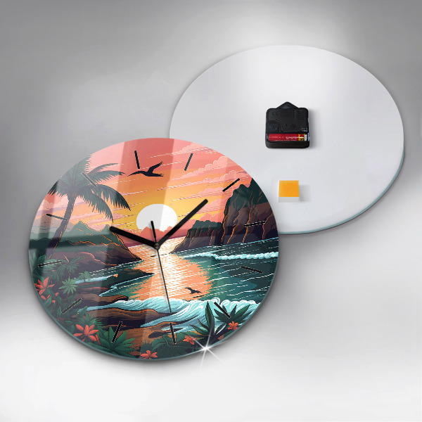 Horloge ronde Coucher de soleil de conte de fées