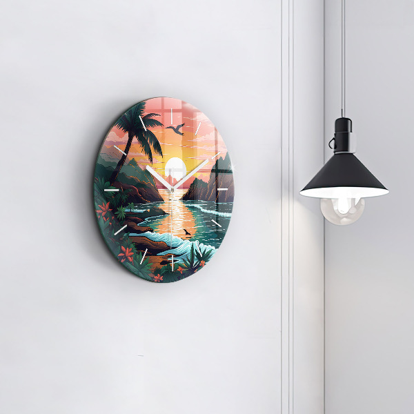 Horloge ronde Coucher de soleil de conte de fées