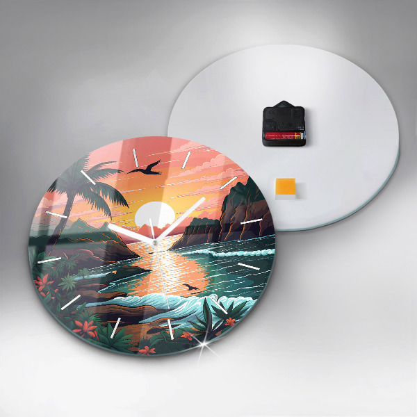 Horloge ronde Coucher de soleil de conte de fées