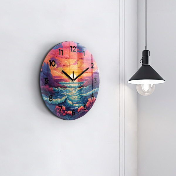 Horloge ronde Océan et ciel de conte de fées