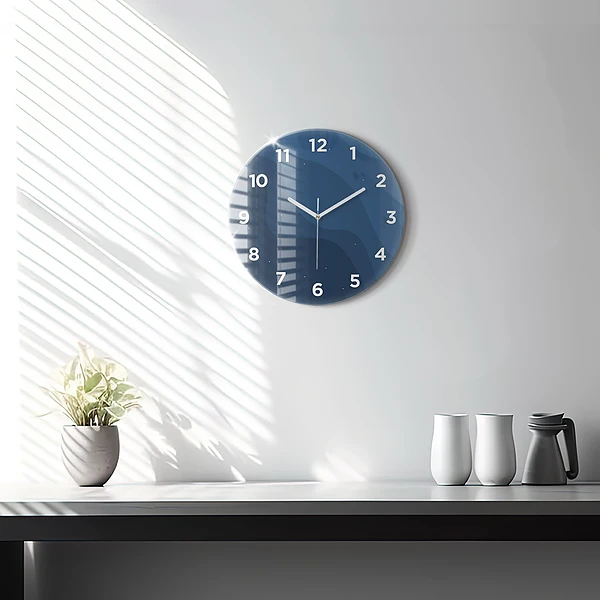 Horloge ronde Vagues bleues