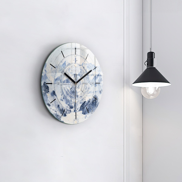 Horloge ronde Dessins bleus