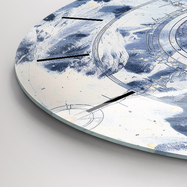 Horloge ronde Dessins bleus