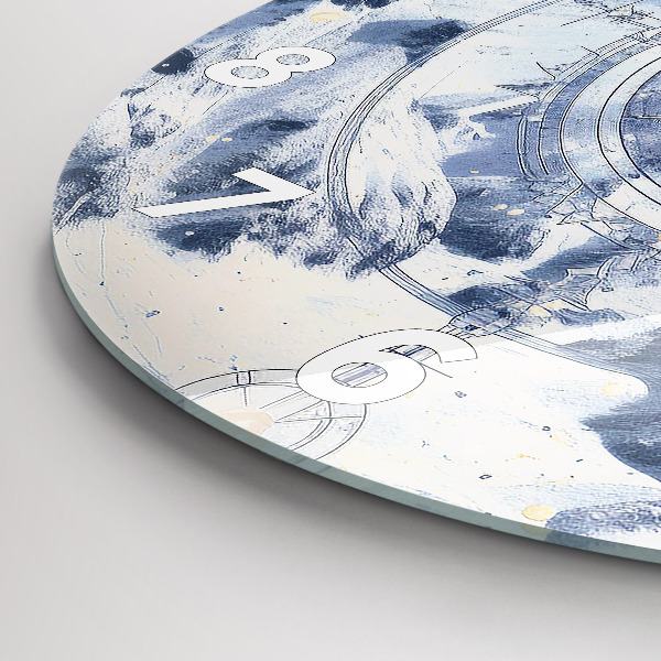 Horloge ronde Dessins bleus