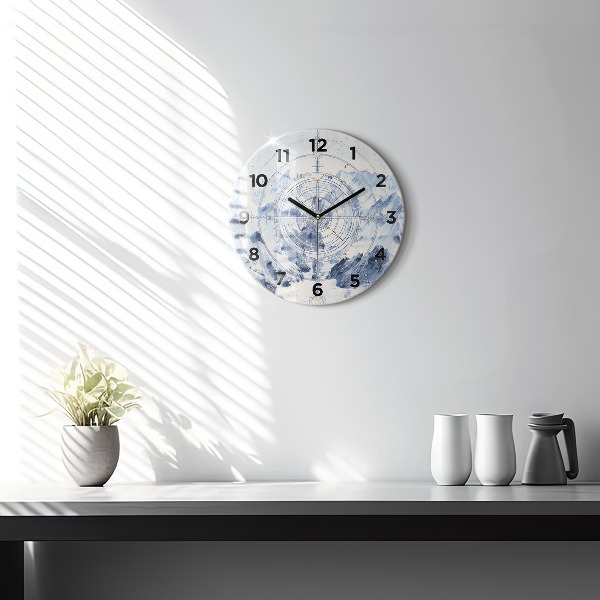 Horloge ronde Dessins bleus