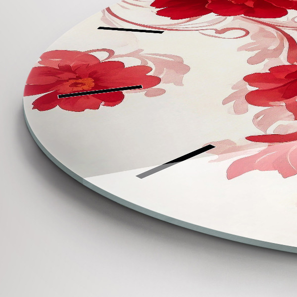 Horloge ronde Fleurs rouges
