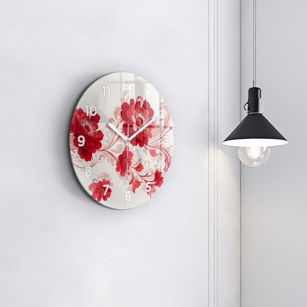 Horloge ronde Fleurs rouges