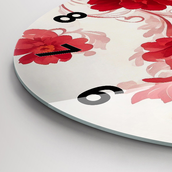 Horloge ronde Fleurs rouges