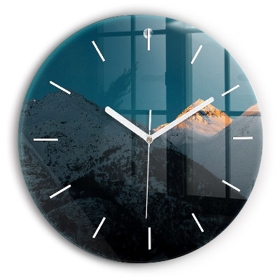 Horloge ronde Coucher de soleil dans les montagnes