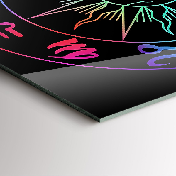 Horloge murale carrée élégant Signes du zodiaque arc-en-ciel