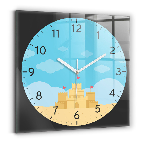Horloge murale carrée élégant Château de sable