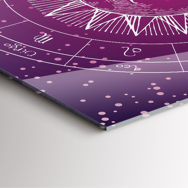 Horloge murale carrée élégant Constellations du zodiaque sur fond violet