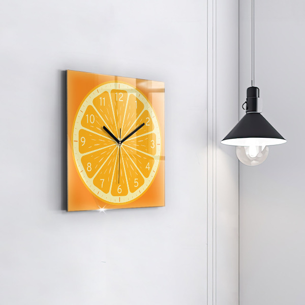 Horloge murale carrée élégant Orange juteuse