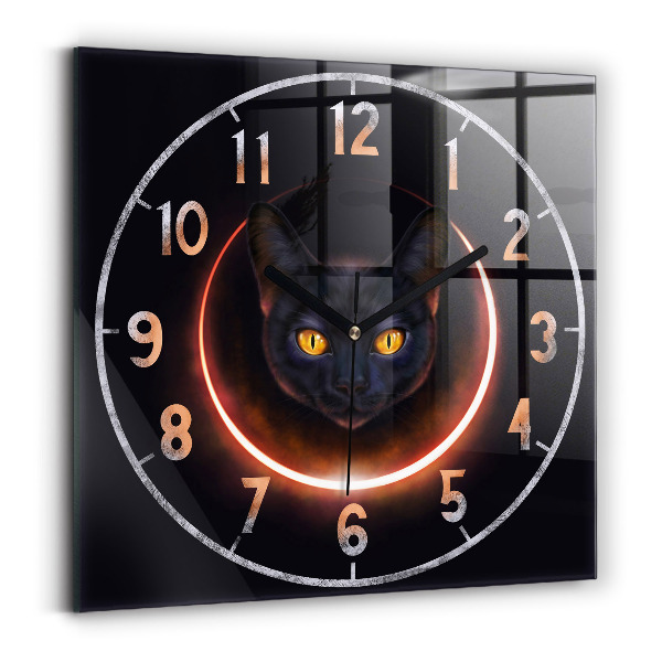 Horloge murale carrée élégant Chat magique