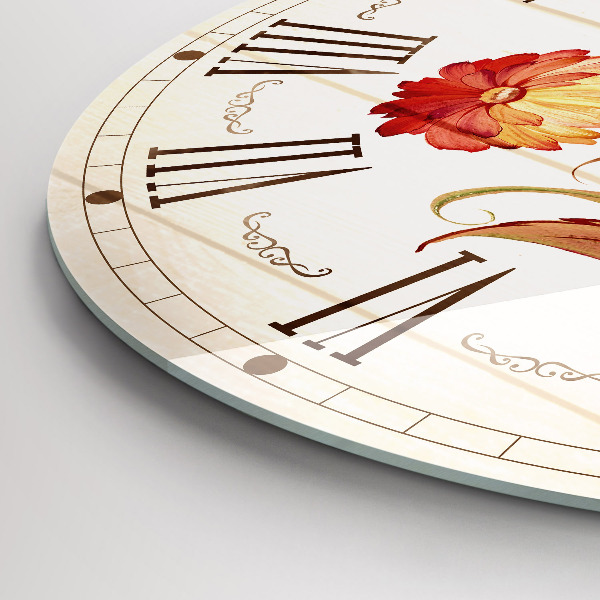 Horloge ronde murale Fleurs rouges