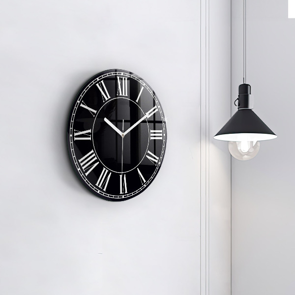 Horloge ronde murale Chiffres romains noirs
