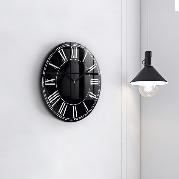Horloge ronde murale Chiffres romains noirs