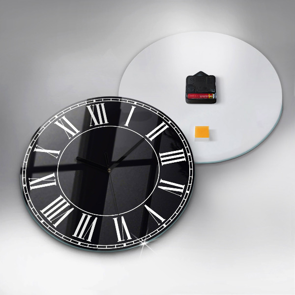Horloge ronde murale Chiffres romains noirs