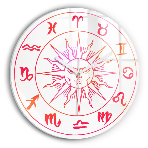 Horloge ronde murale Signes du zodiaque colorés