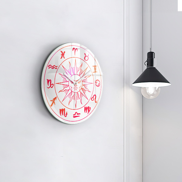 Horloge ronde murale Signes du zodiaque colorés