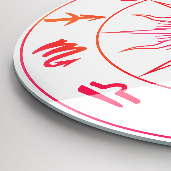 Horloge ronde murale Signes du zodiaque colorés