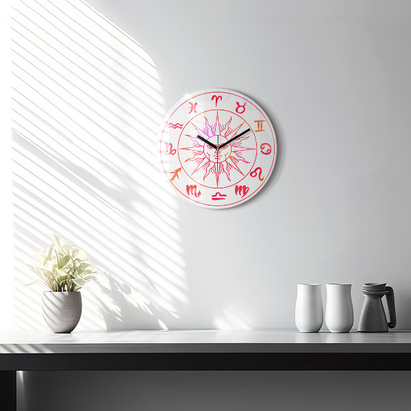 Horloge ronde murale Signes du zodiaque colorés