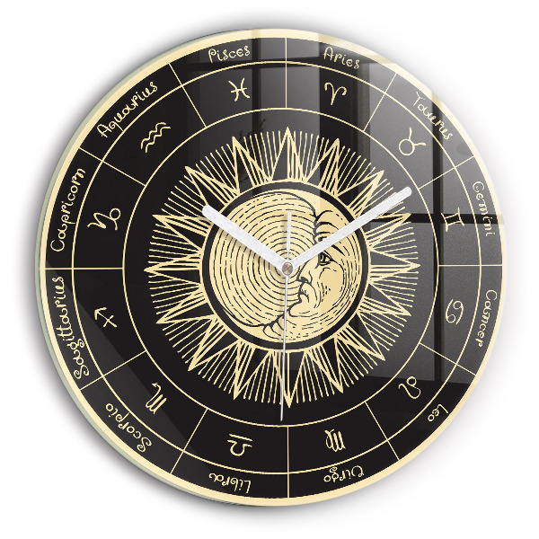 Horloge ronde murale Les zodiaques et le soleil