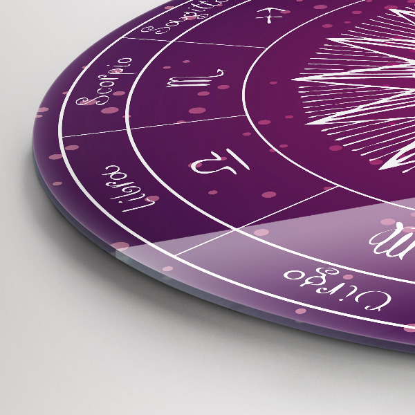 Horloge ronde murale Constellations du zodiaque sur fond violet