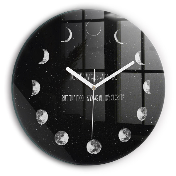 Horloge ronde murale Phases de la lune et inscription
